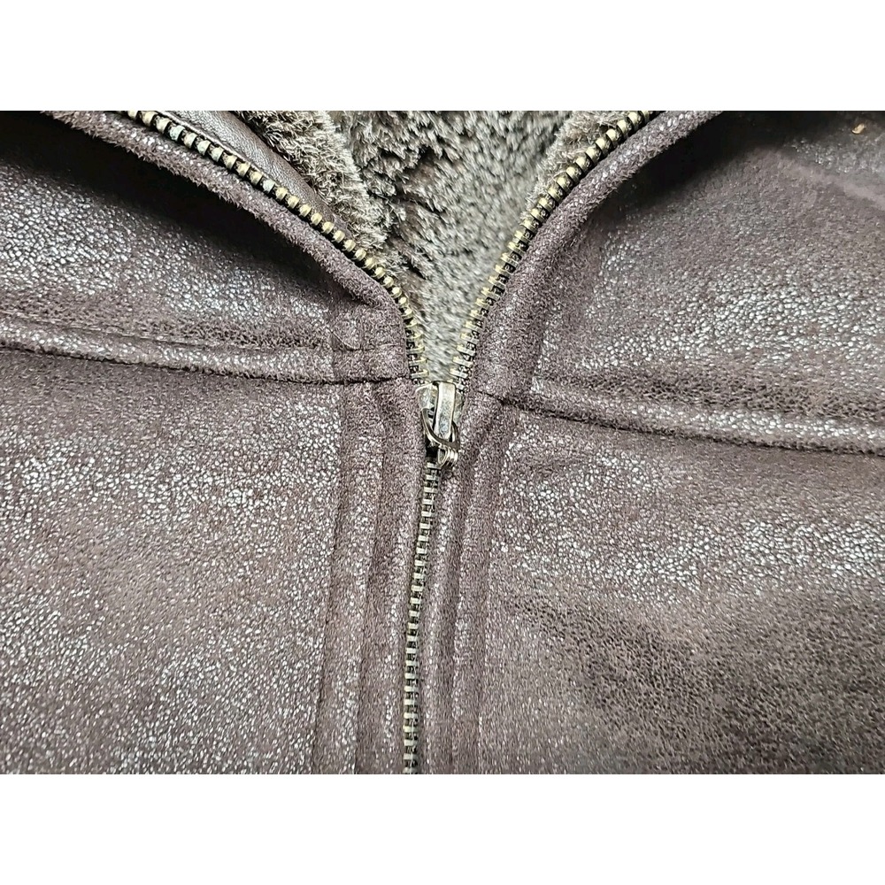 Wilsons Leather Pelle Studio Shearling Bomber Jacket Brown Faux Fur Lined 2XL - Picture 2 of 9